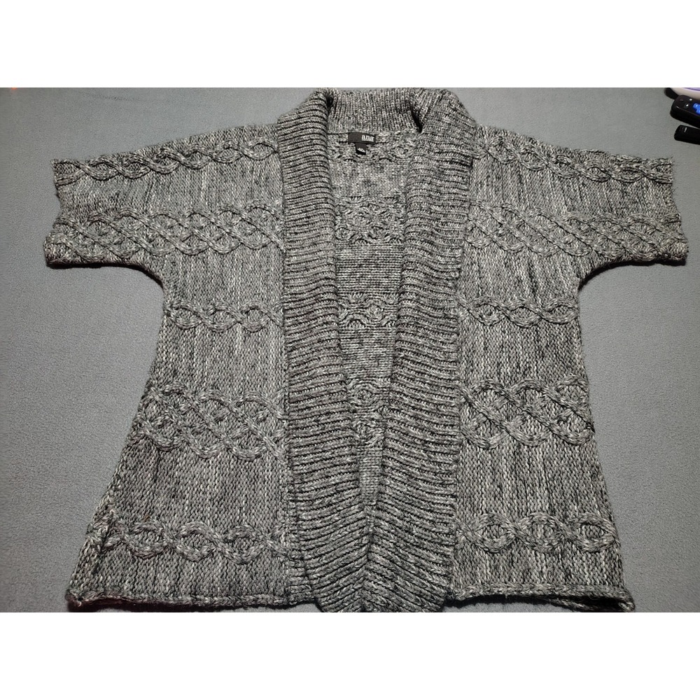 a.n.a. Cardigan Sweater Ladies S/M Black/White Open Oversized Short Sleeve...